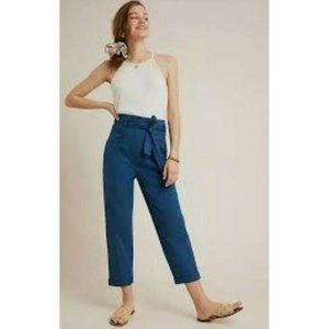 Anthropologie Embroidered-Utility Paperbag Trousers Dark Turquoise Women’s 2